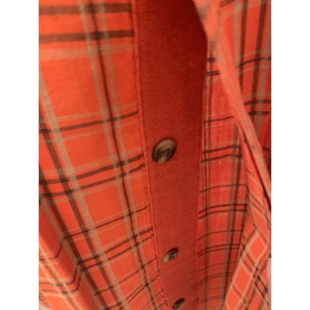 TIMBERLAND Mens Orange Plaid Short-Sleeve Button-Down Shirt M Embroidered Logo - Picture 3 of 5